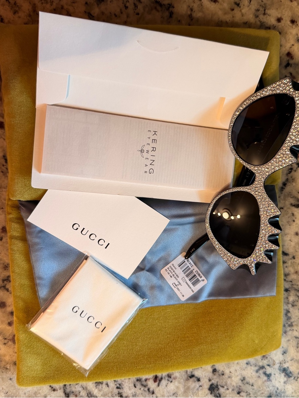 Gucci GG0781S Crystal-Embellished Black Cat-Eyed Hollywood Forever Sunglasses - Picture 7 of 14